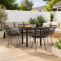 Compact and Stylish 5 Piece Rattan Dining Set for Outdoors