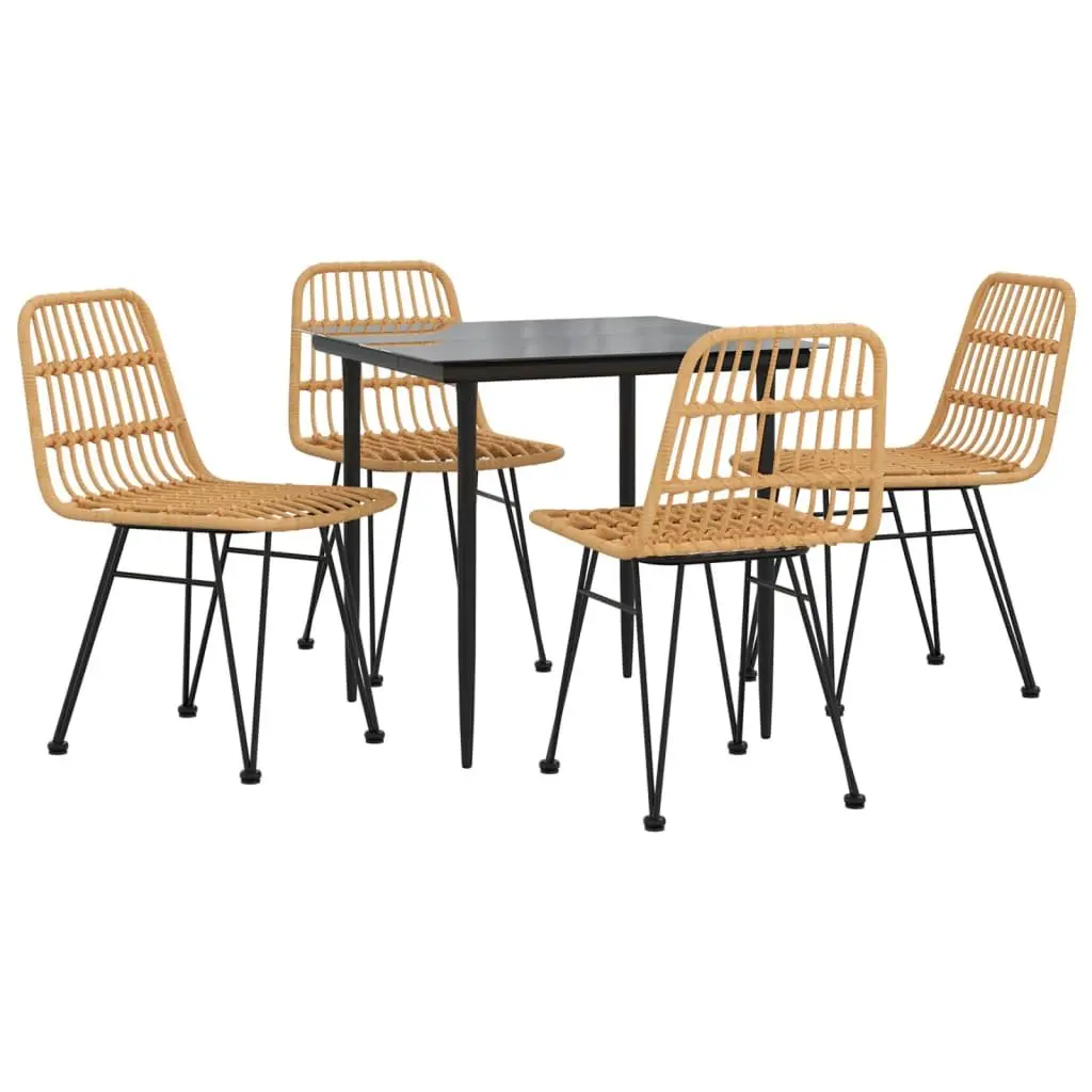 Garden Dining Set Brown 5 Piece Outdoor Patio Table Chairs Weather Resistant Rattan Furniture