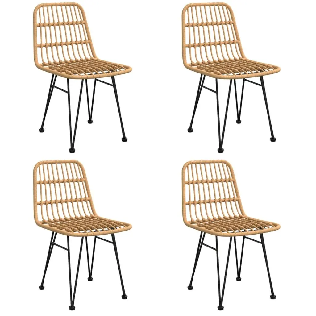 Garden Dining Set Brown 5 Piece Outdoor Patio Table Chairs Weather Resistant Rattan Furniture