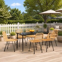 Concise 7 Piece Outdoor Dining Set with Durable Features
