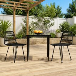 Compact 3-Piece Black Garden Dining Set