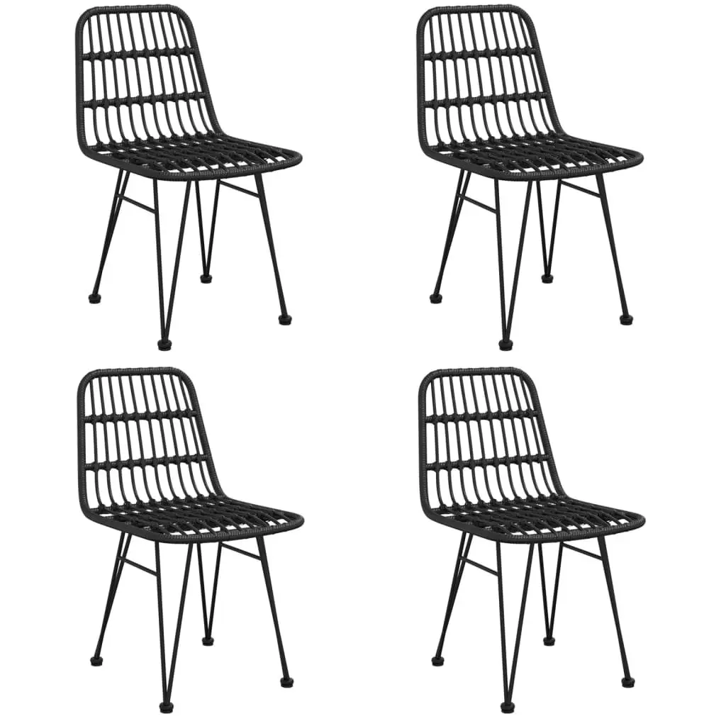 5 Piece Garden Dining Set Black Outdoor Patio Furniture Rattan Chairs Table