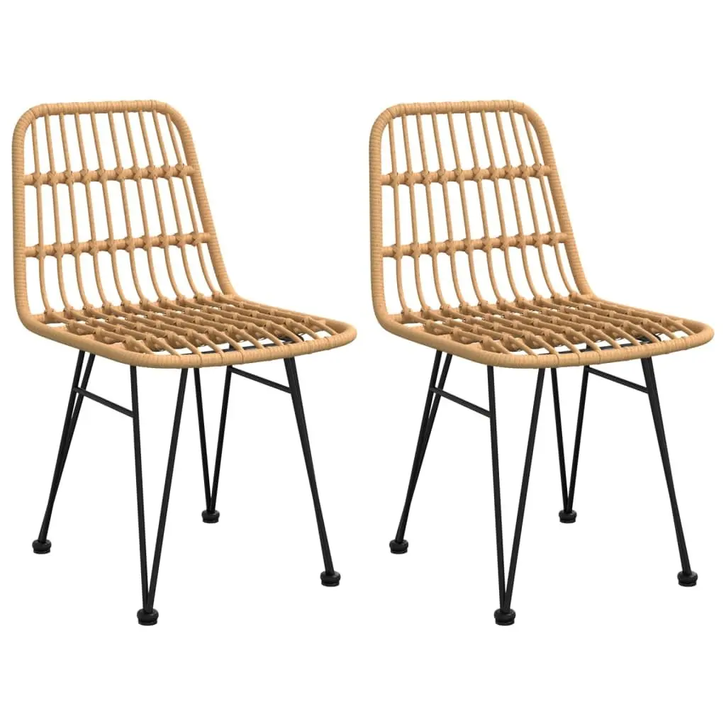 3 Piece Outdoor Dining Set Brown PE Rattan Steel Frame with Tempered Glass Tabletop