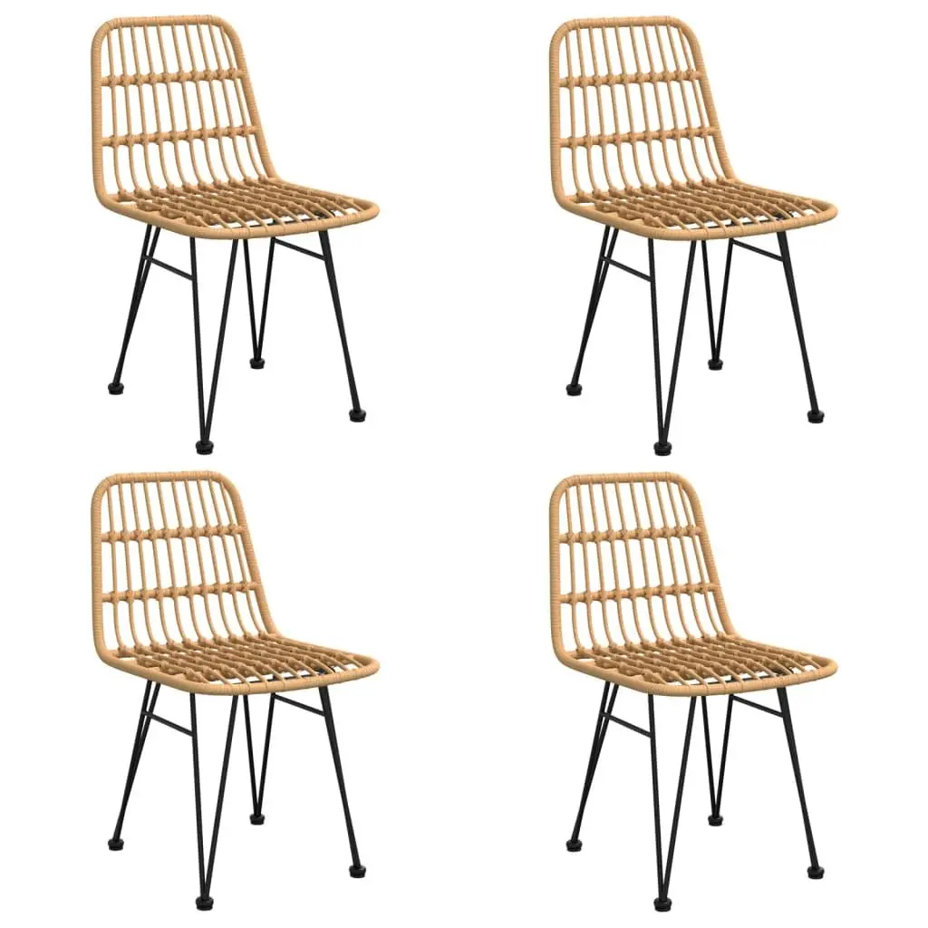 Garden Dining Set 5 Piece Outdoor Patio Furniture Brown Poly Rattan Table Chairs
