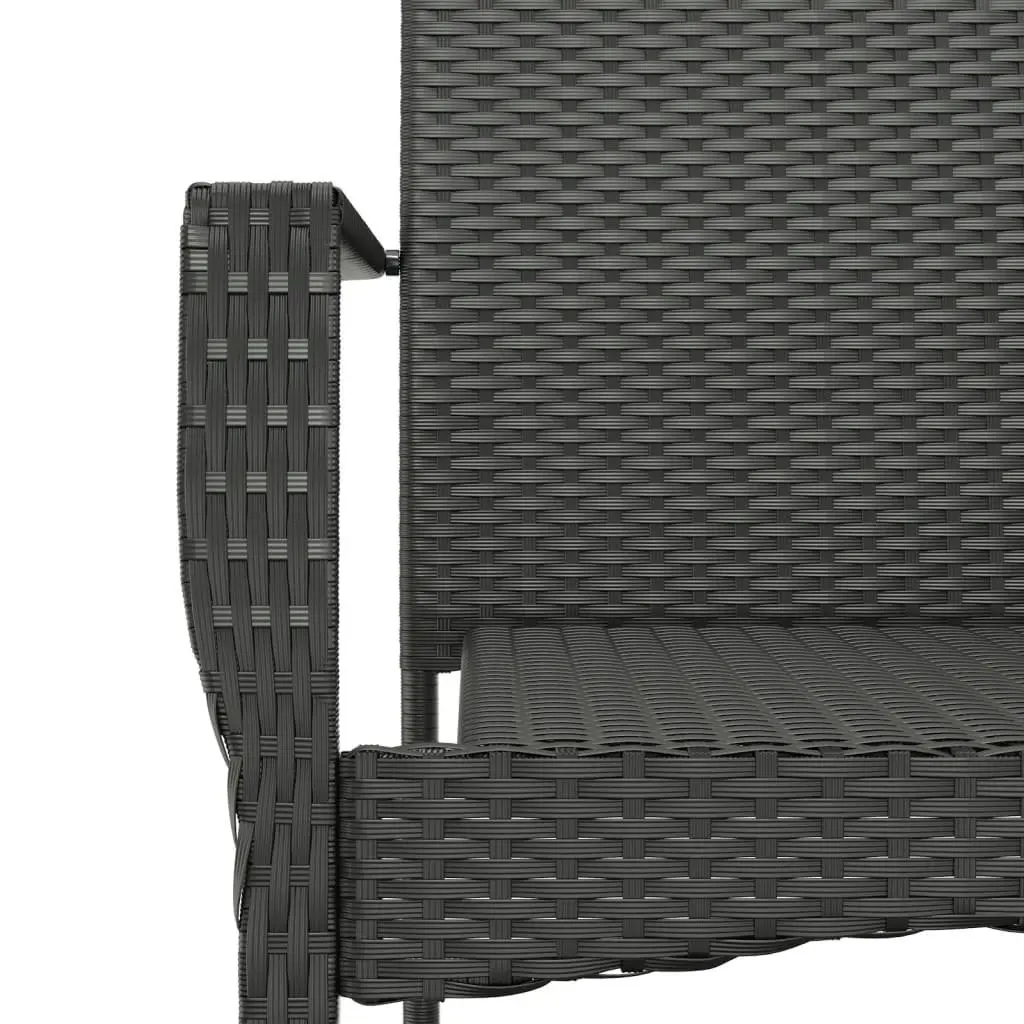 5 Piece Outdoor Dining Set Garden Furniture Black Poly Rattan Table Chairs