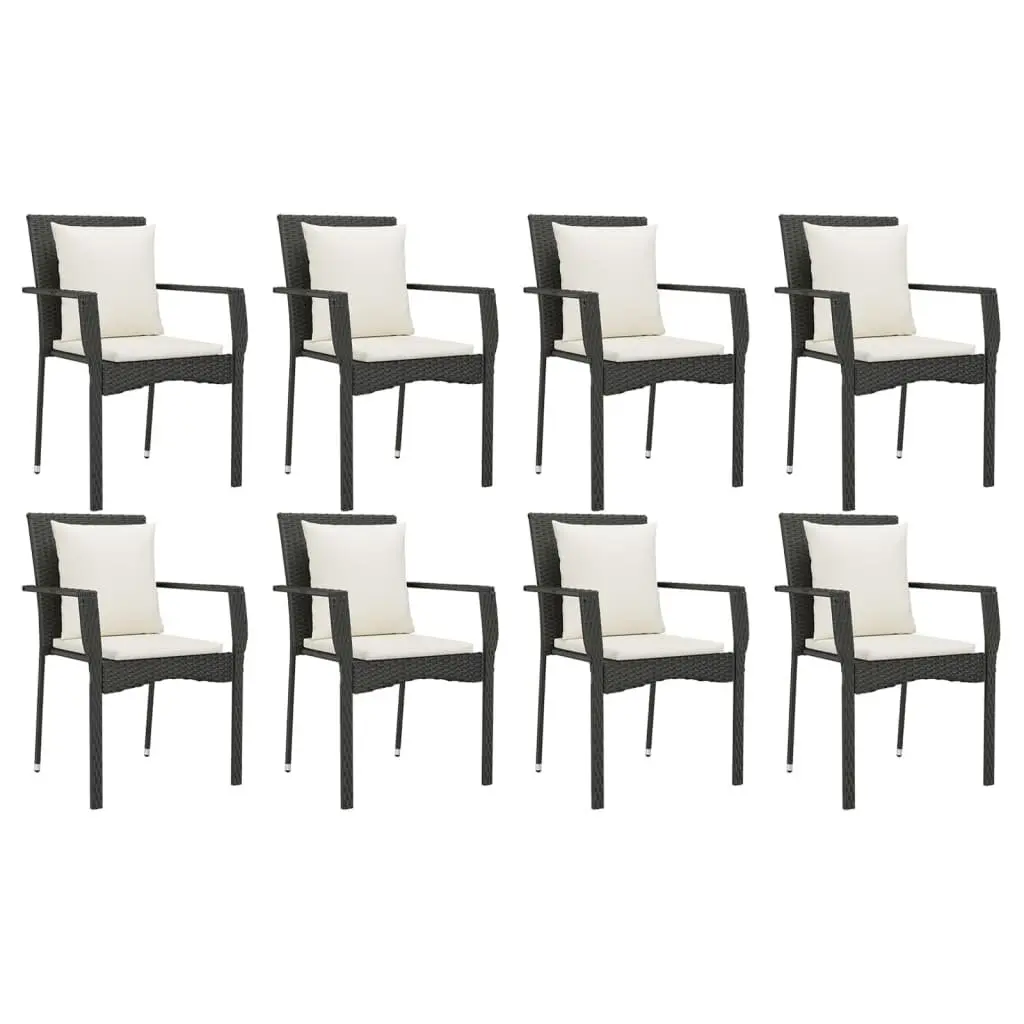 9 Piece Garden Dining Set Outdoor Patio Furniture Black Poly Rattan with