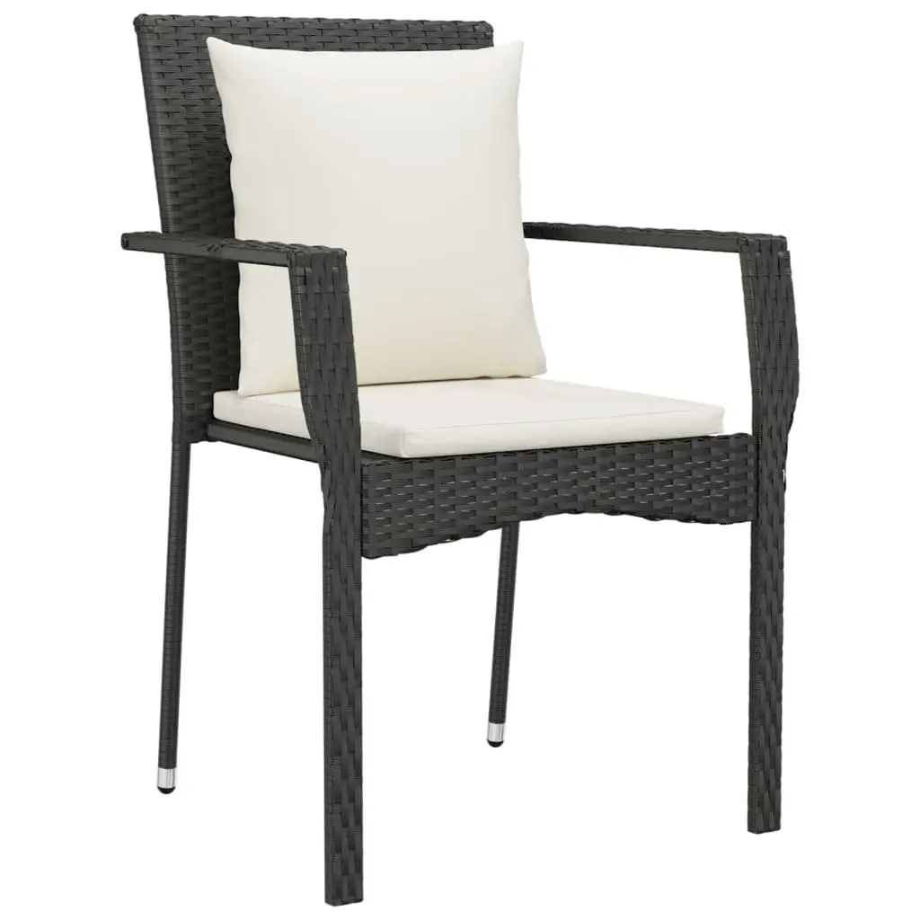 9 Piece Garden Dining Set Outdoor Patio Furniture Black Poly Rattan with