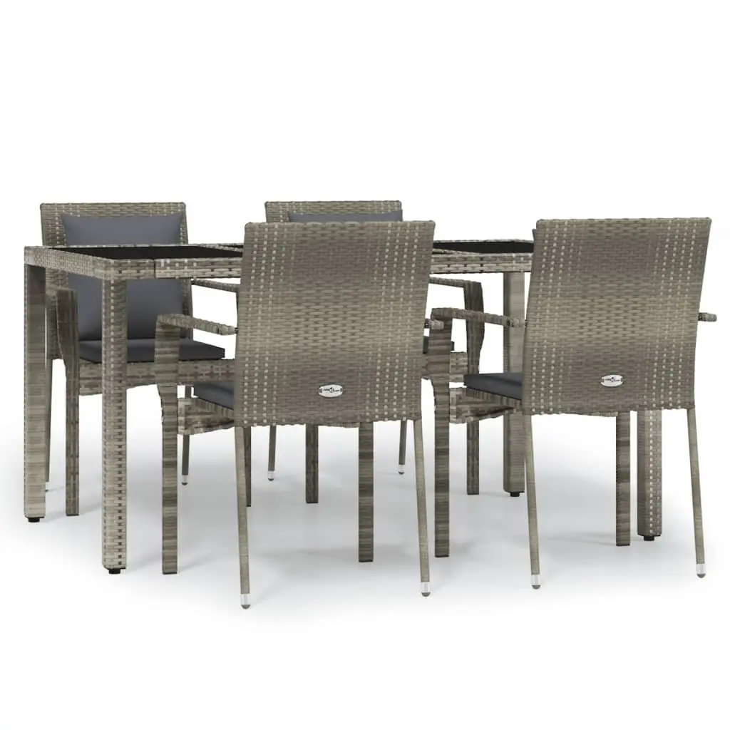 Garden Dining Set 5 Piece Outdoor Patio Furniture Grey Rattan Chairs Table