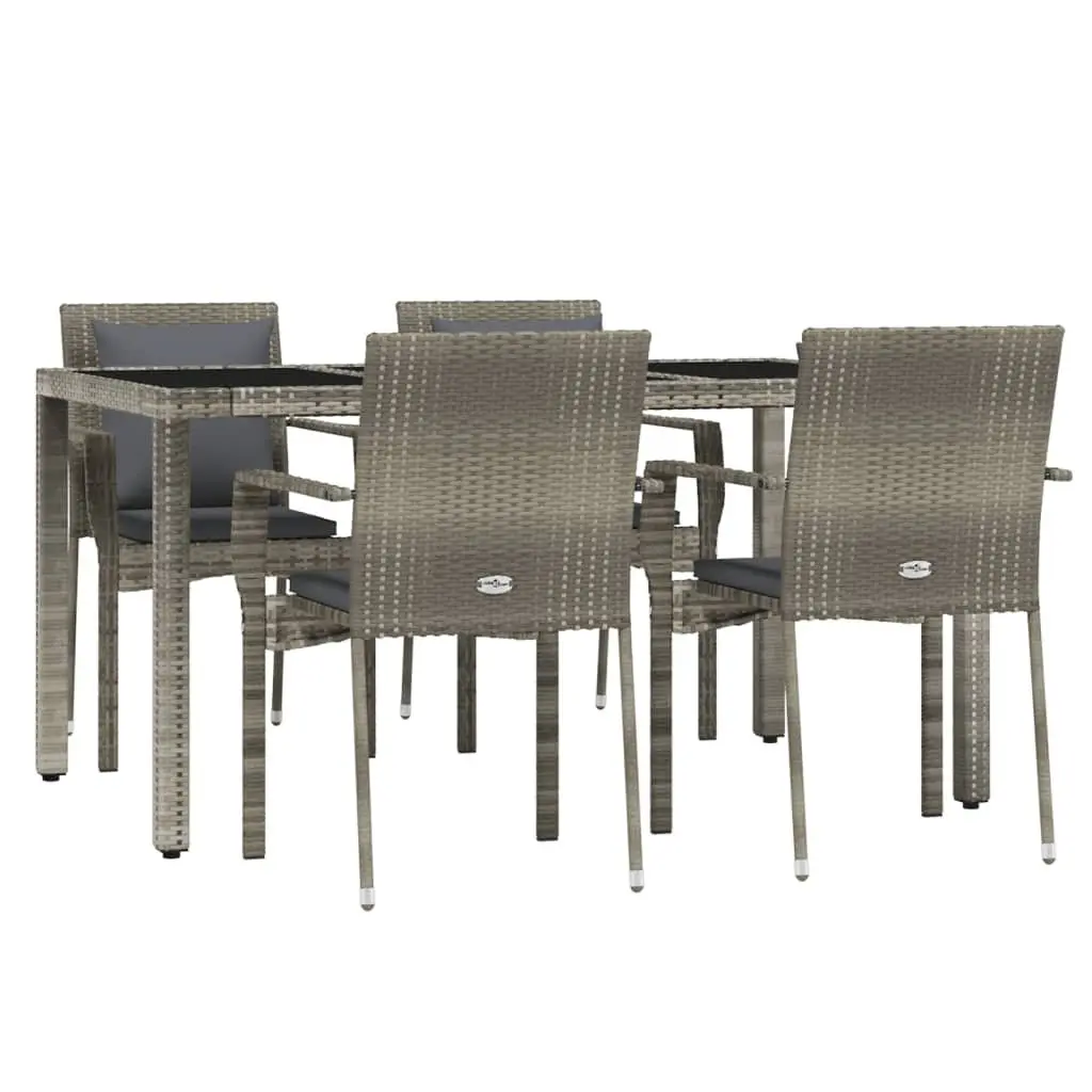 Garden Dining Set 5 Piece Outdoor Patio Furniture Grey Rattan Chairs Table