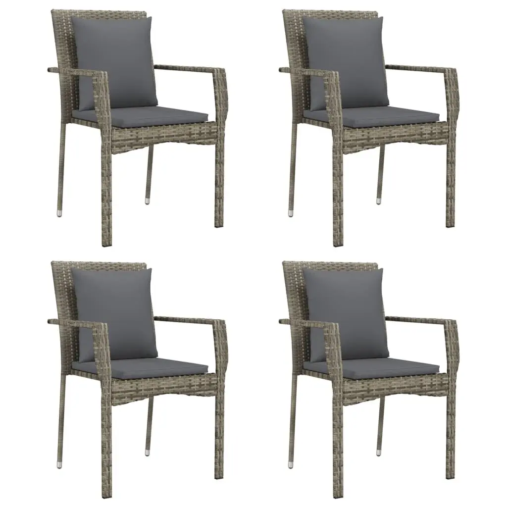 Garden Dining Set 5 Piece Outdoor Patio Furniture Grey Rattan Chairs Table