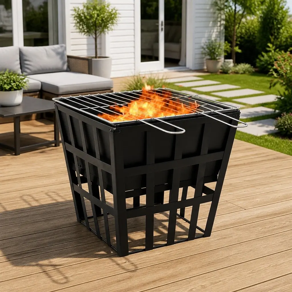 2-in-1 Fire Pit BBQ Grill with Flexible Cooking Options