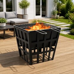 Compact 2-in-1 Fire Pit BBQ Grill with Flexible Cooking Options