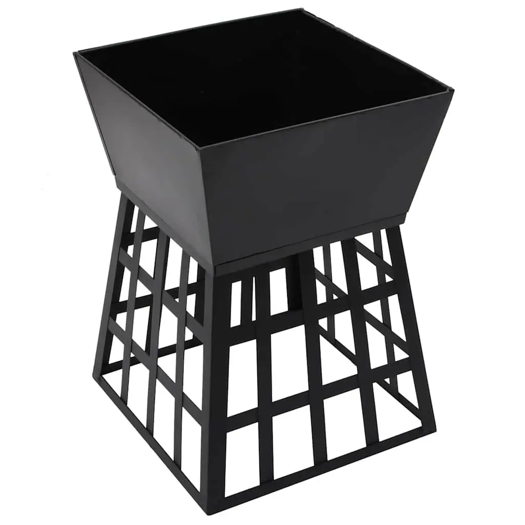 2-in-1 Fire Pit BBQ Grill Black 34x34x48cm Steel Construction Outdoor Heating Cooking