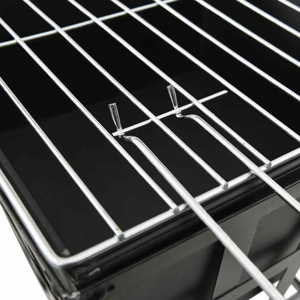 2-in-1 Fire Pit BBQ Grill Black 34x34x48cm Steel Construction Outdoor Heating Cooking