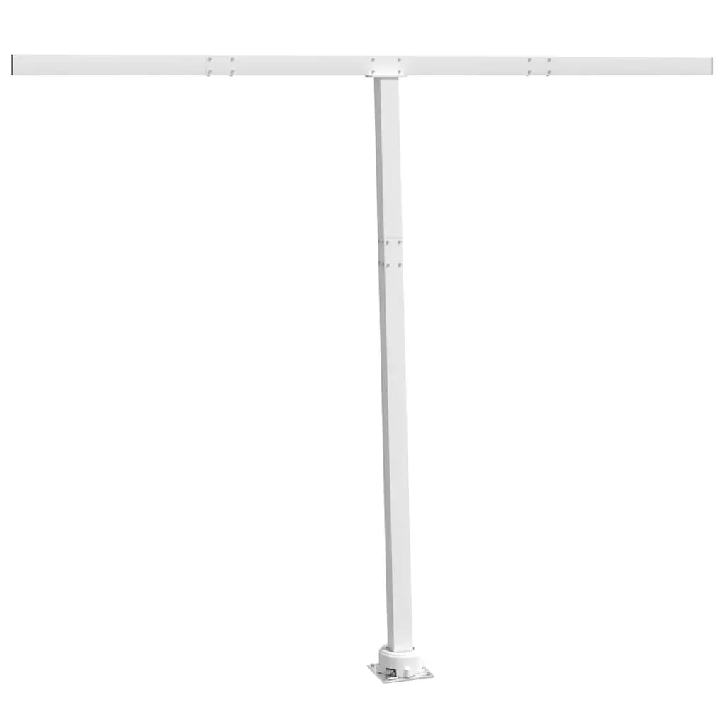 Awning Post Set White 300x245 cm Outdoor Shade Support Rotary Base