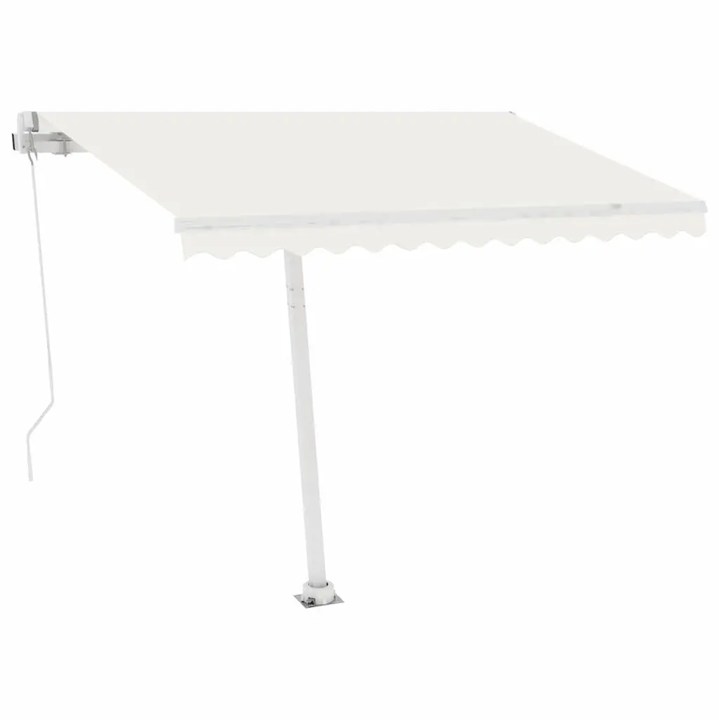 Awning Post Set White 300x245 cm Outdoor Shade Support Rotary Base