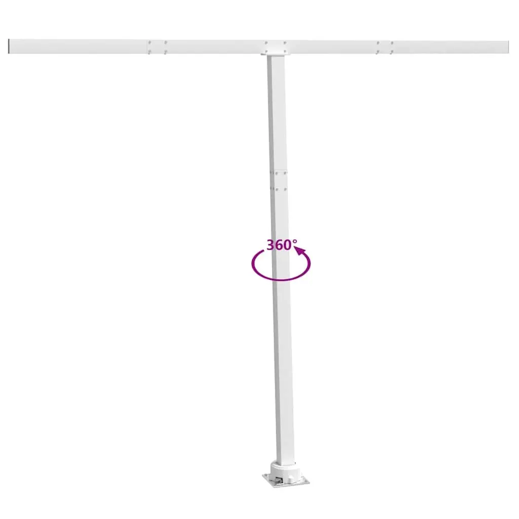 Awning Post Set White 300x245 cm Outdoor Shade Support Rotary Base