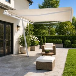 Compact and Reliable White Awning Post Set