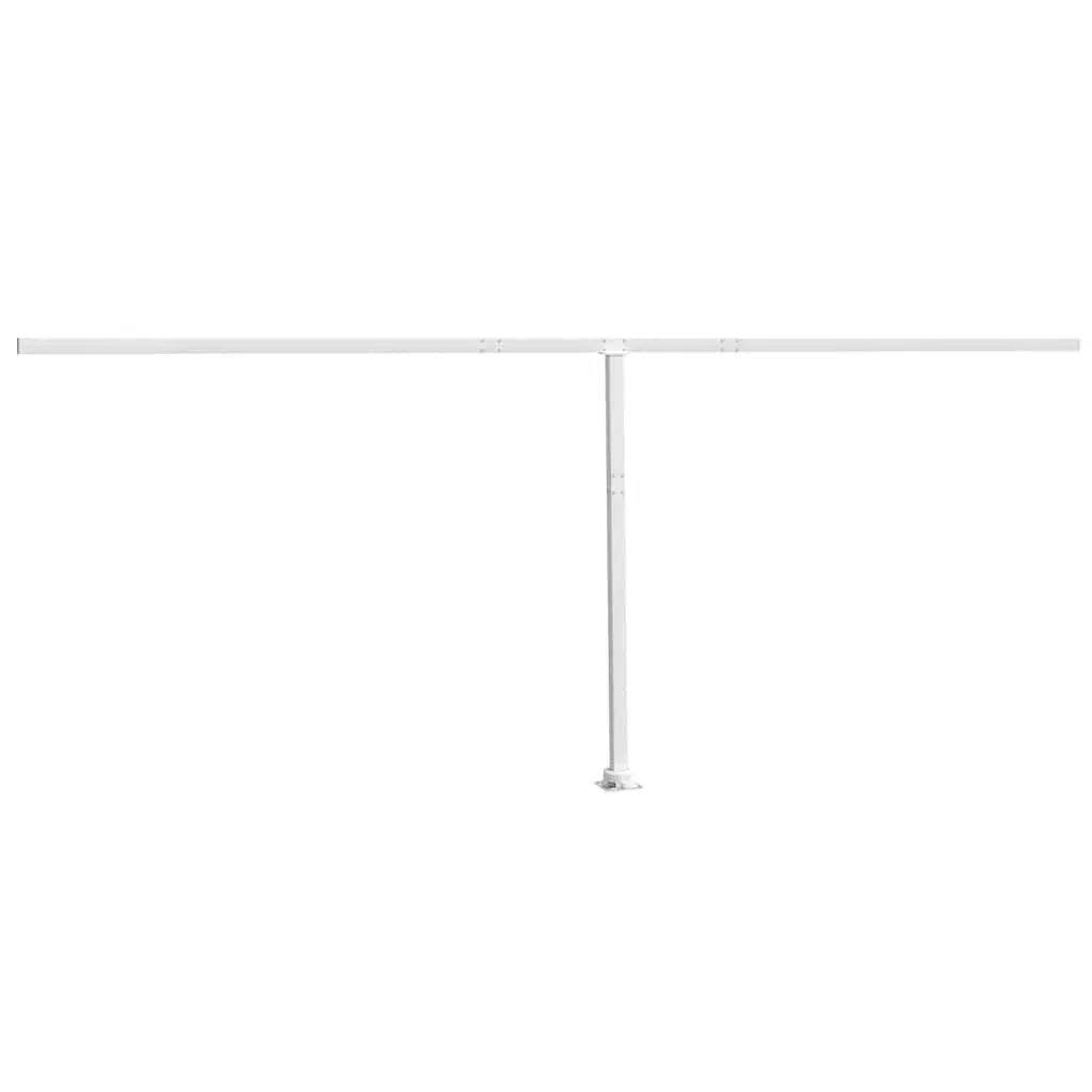 Awning Post Set White 600x245 cm Outdoor Shade Support Rotary Base