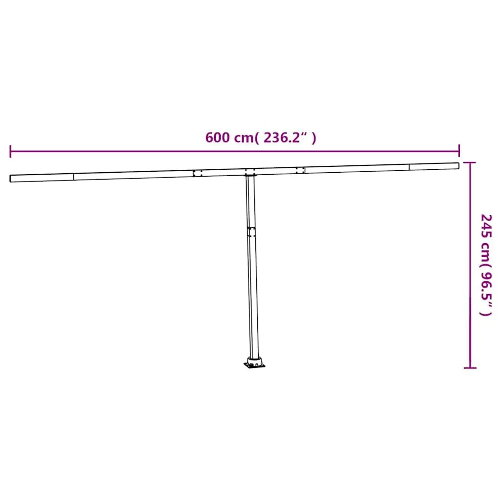 Awning Post Set White 600x245 cm Outdoor Shade Support Rotary Base