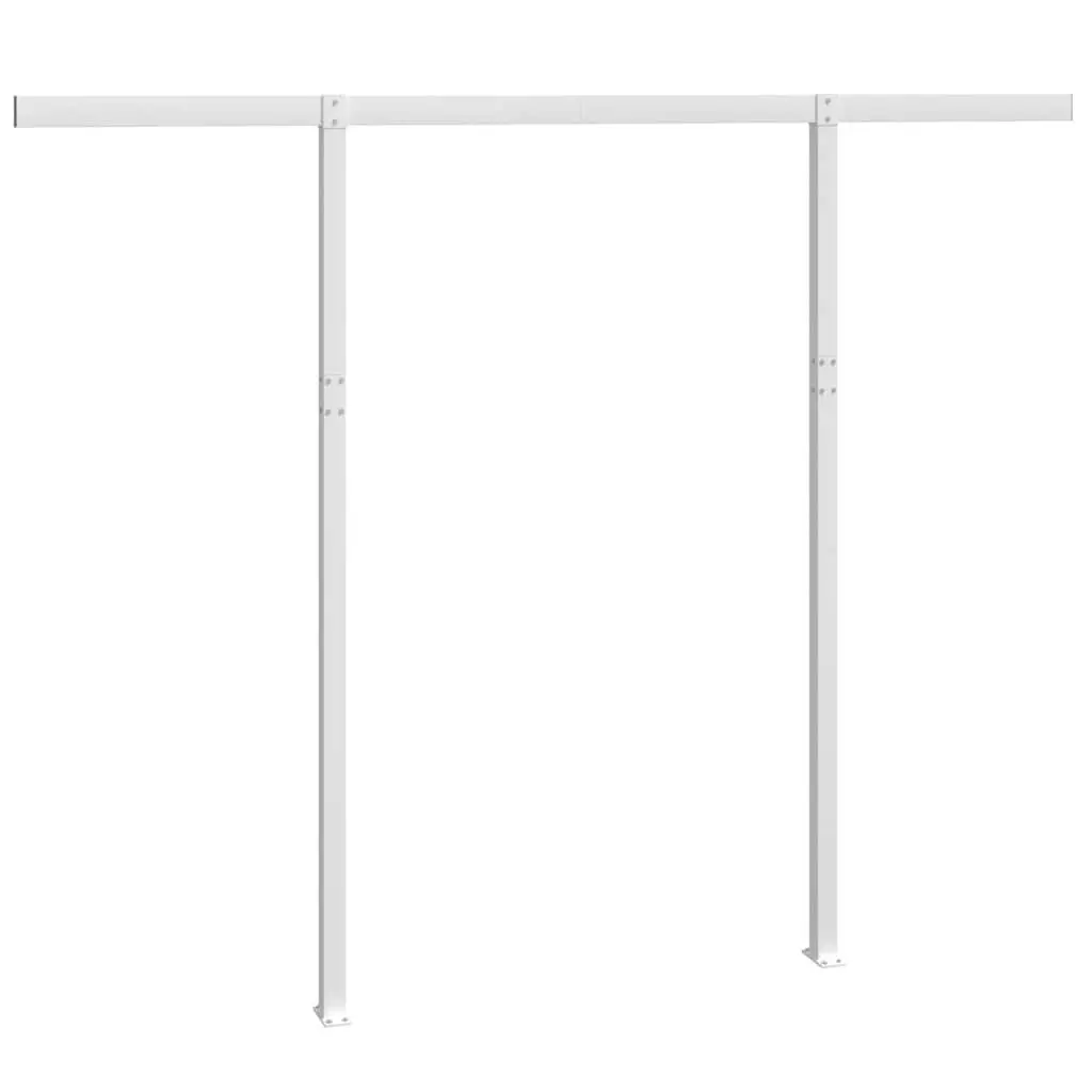 Awning Post Set White 300x245 cm Double Posts Durable Iron Outdoor Terrace Balcony Garden