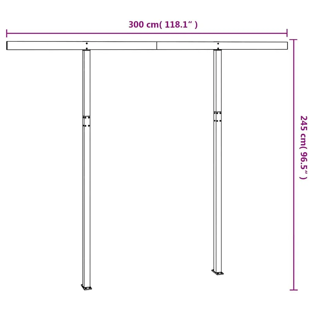 Awning Post Set White 300x245 cm Double Posts Durable Iron Outdoor Terrace Balcony Garden