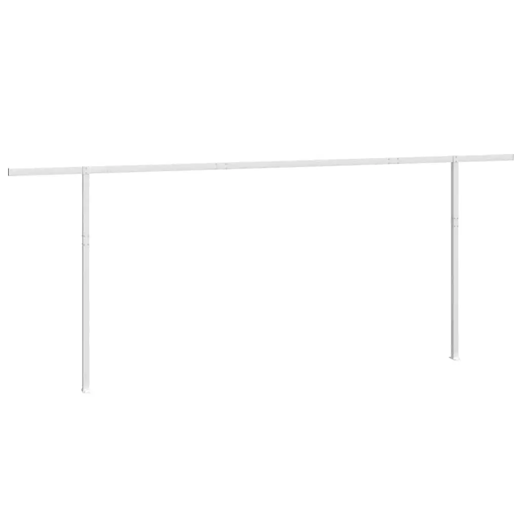Awning Post Set White 600x245 cm Double Posts Durable Iron Construction Outdoor Terrace Balcony Garden