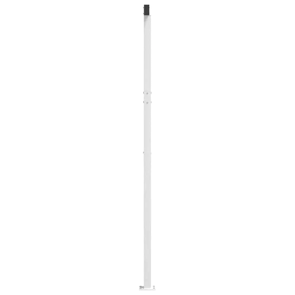 Awning Post Set White 600x245 cm Double Posts Durable Iron Construction Outdoor Terrace Balcony Garden