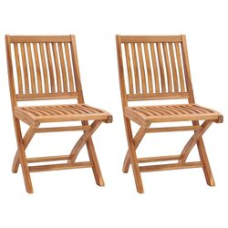 Compact Folding Garden Chairs - Set of 2 in Brown
