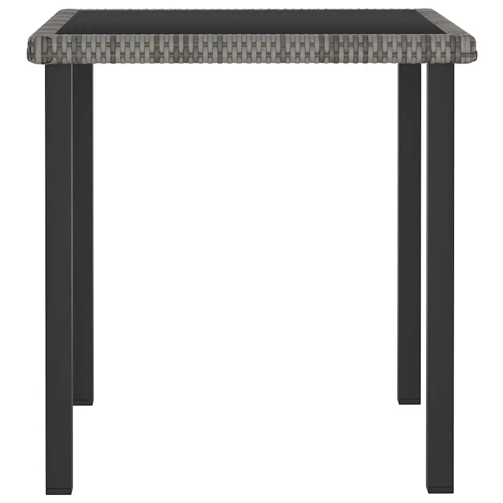 Grey Garden Dining Table with Glass Top and Rattan Frame