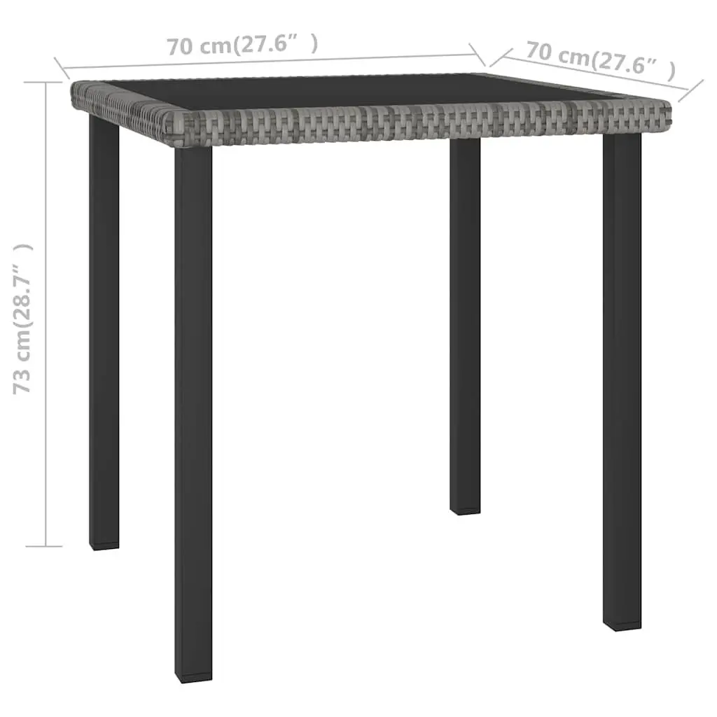Grey Garden Dining Table with Glass Top and Rattan Frame
