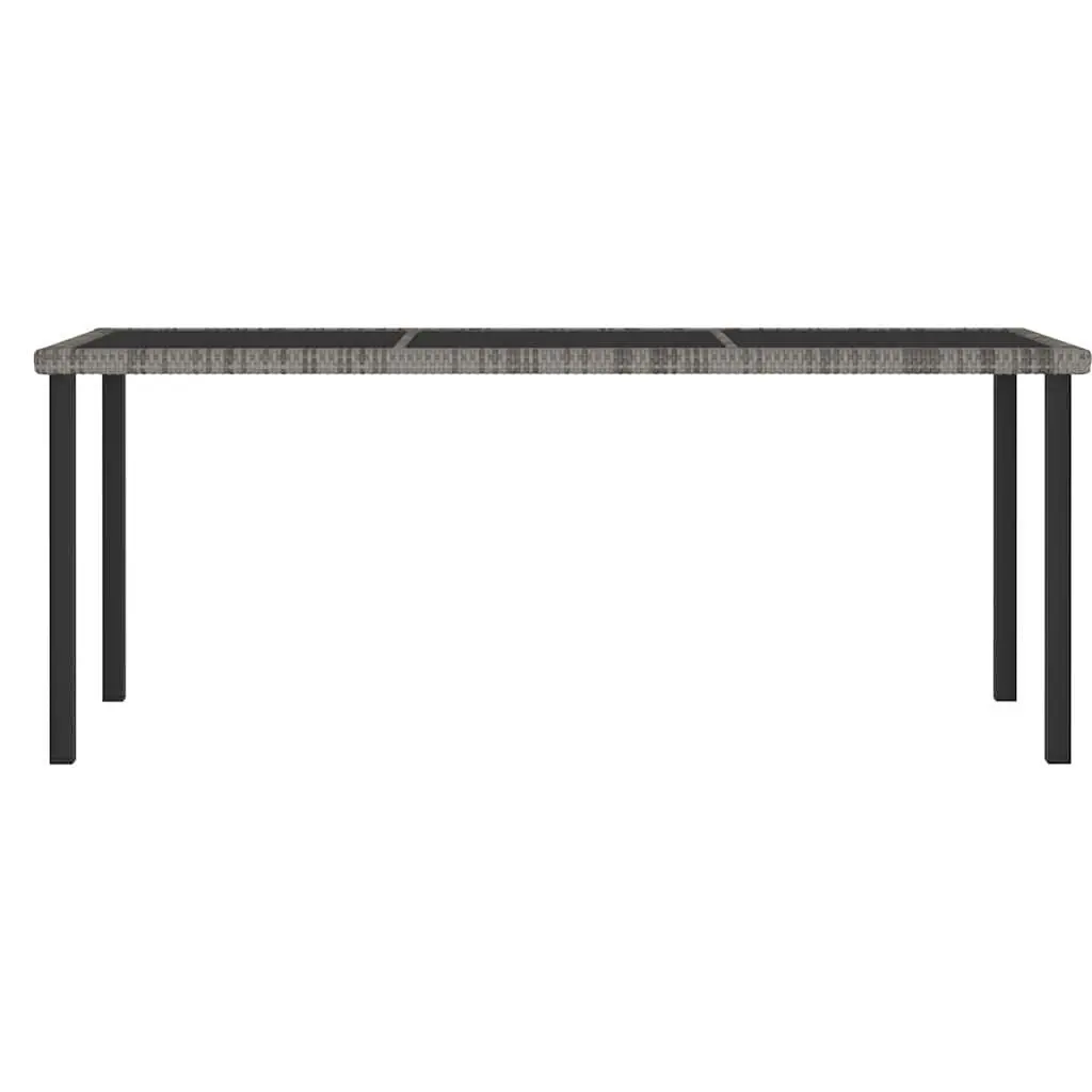 Garden Dining Table Grey Outdoor Patio Furniture Poly Rattan Glass Tabletop