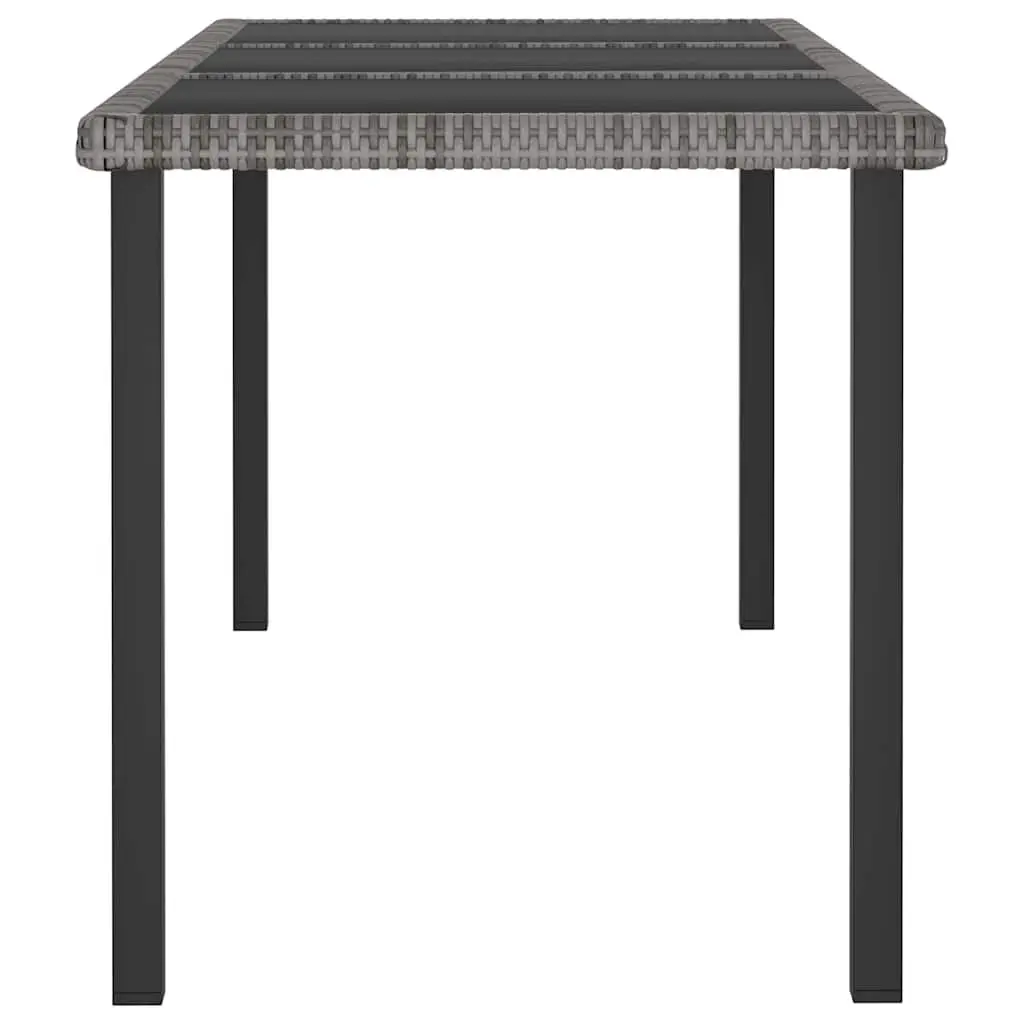 Garden Dining Table Grey Outdoor Patio Furniture Poly Rattan Glass Tabletop