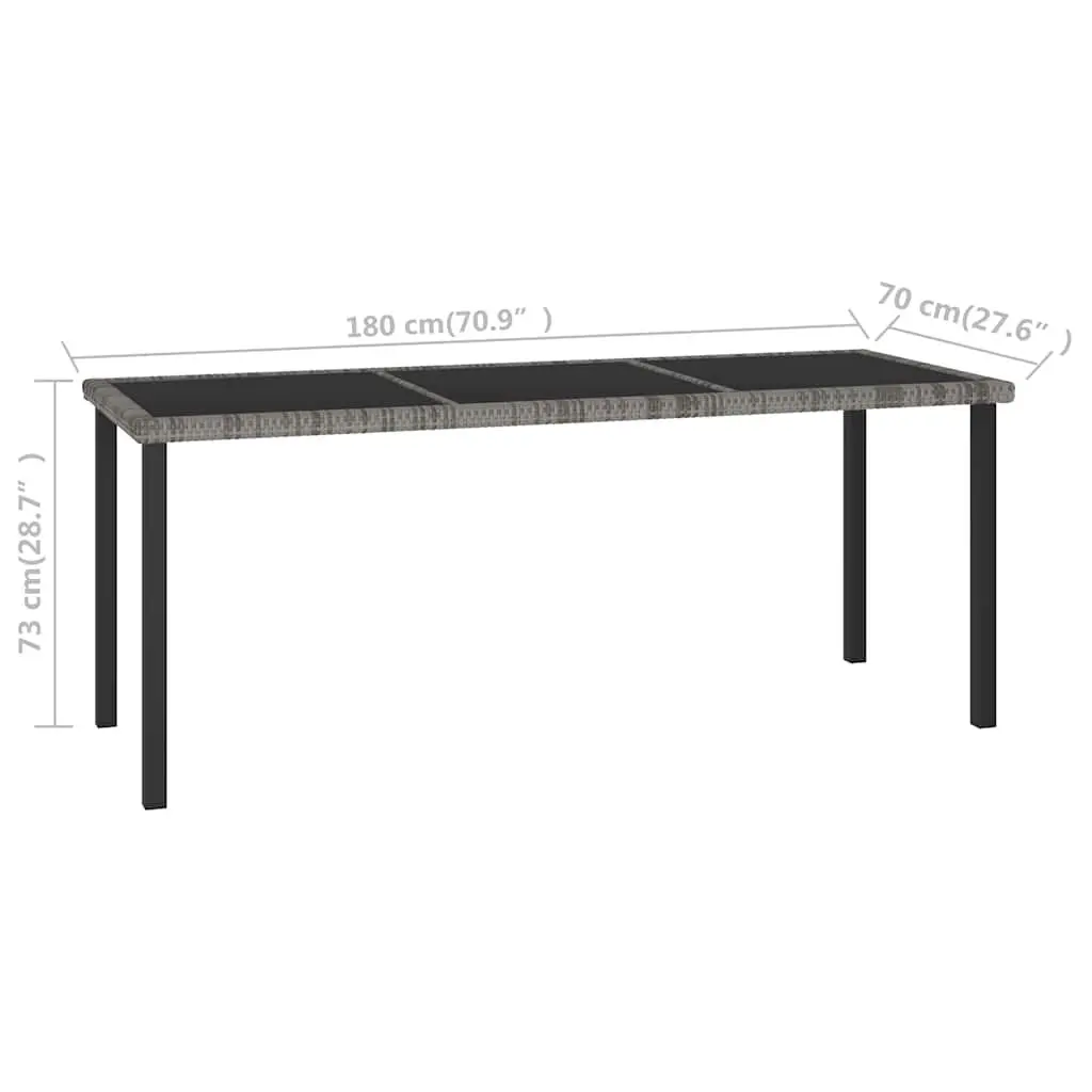 Garden Dining Table Grey Outdoor Patio Furniture Poly Rattan Glass Tabletop