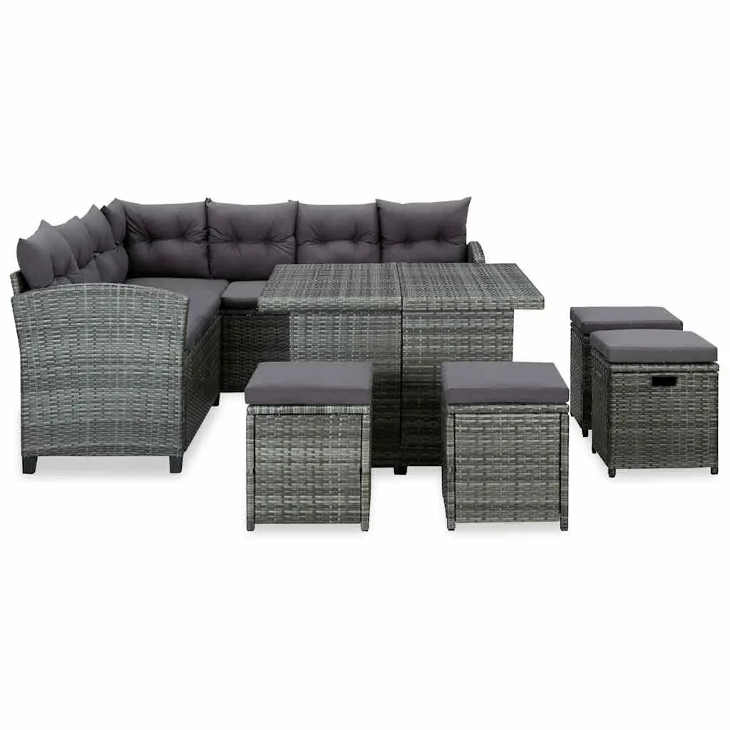 6 Piece Outdoor Lounge Set with Cushions Corner Sofa Stools Coffee Table Garden
