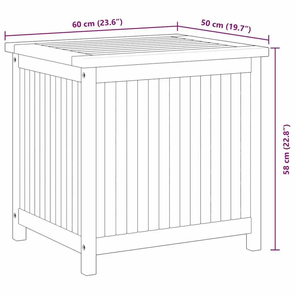 Garden Storage Box Brown 60x50x58 cm Wooden Outdoor Chest Water-resistant Lining