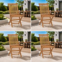 Folding Garden Chairs 4 pcs Teak Wood Outdoor Seating Set Brown