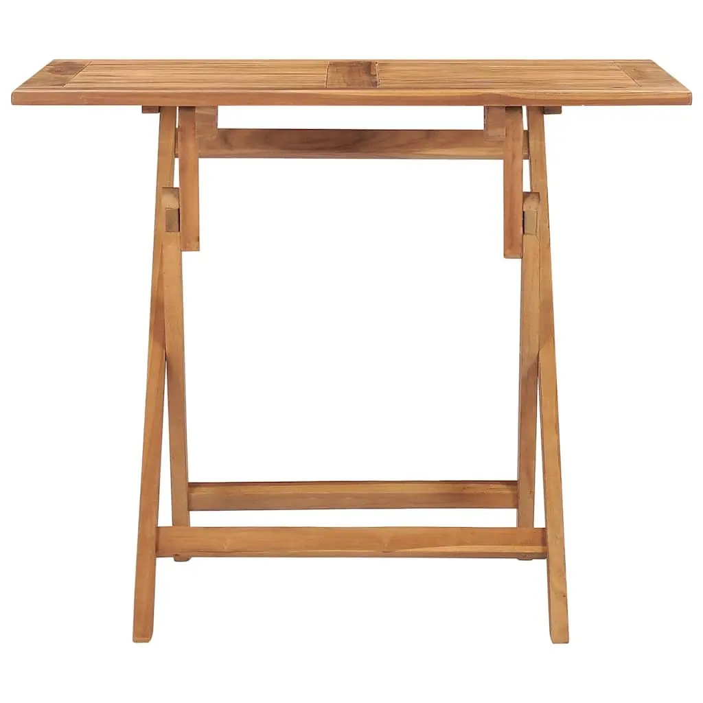 Folding Garden Dining Table Brown 90x60x75cm Teak Wood Weather Resistant Outdoor Furniture