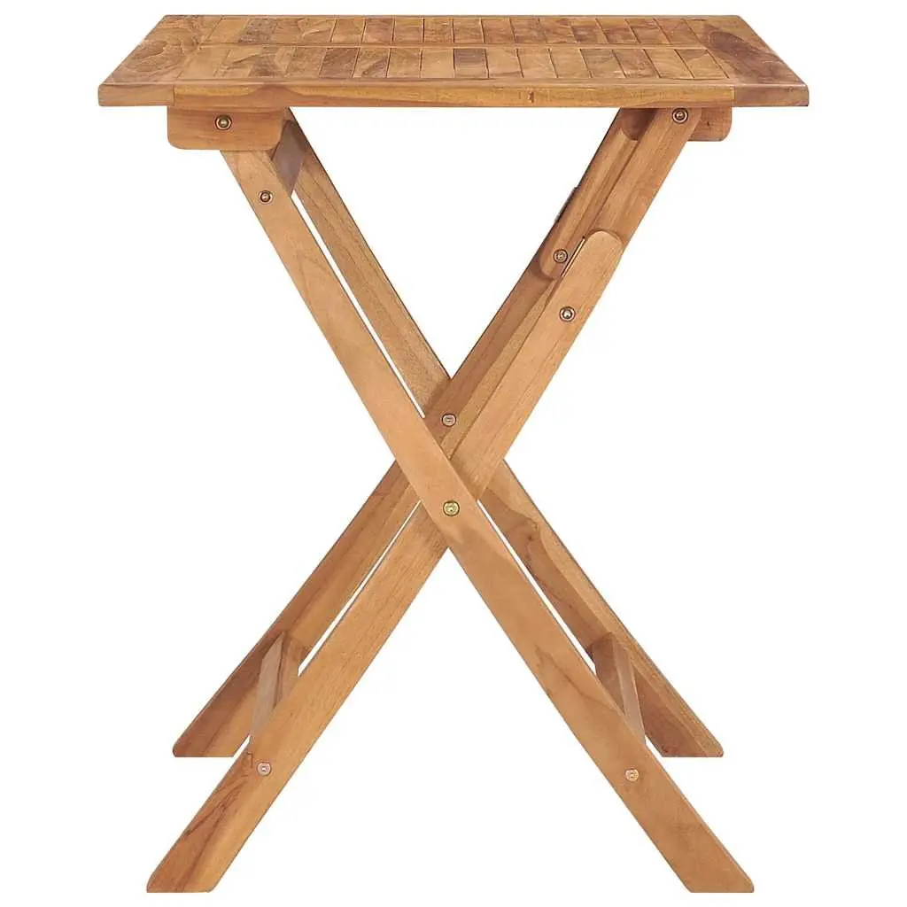 Folding Garden Dining Table Brown 90x60x75cm Teak Wood Weather Resistant Outdoor Furniture