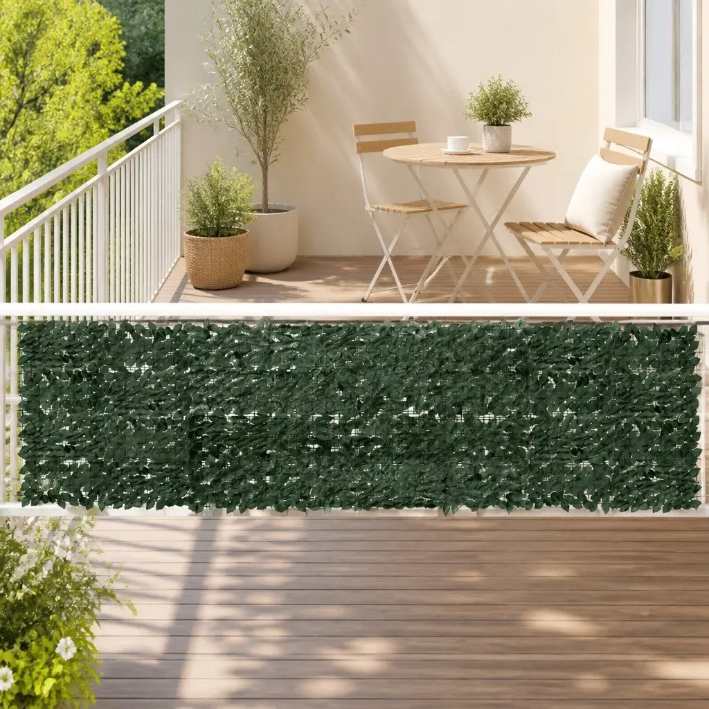 Outdoor Privacy Screen Green Leaves 400 x 100 cm Decorative Sun Blocking Fence