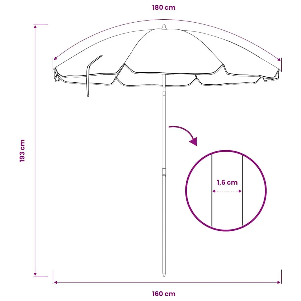 Garden Parasol Umbrella Beige 180cm UV Protective Adjustable Tilt Function