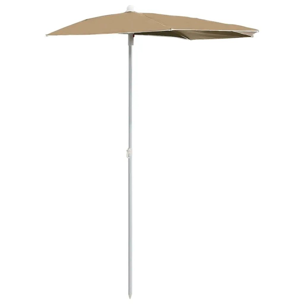 Half Round Garden Parasol Taupe 180 x 90 cm UV Protective Polyester Cover Easy to Open and Close Steel Pole Construction