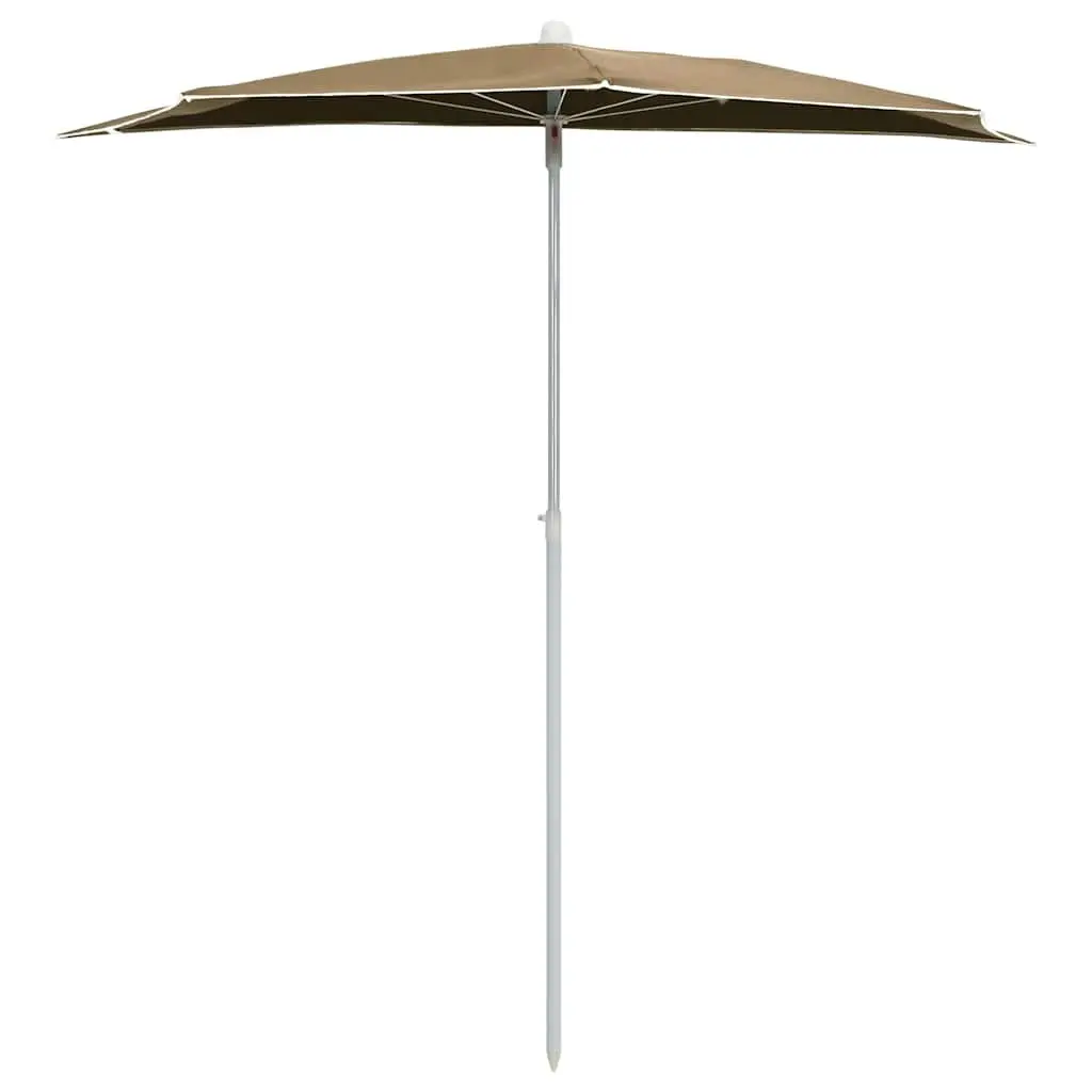 Half Round Garden Parasol Taupe 180 x 90 cm UV Protective Polyester Cover Easy to Open and Close Steel Pole Construction