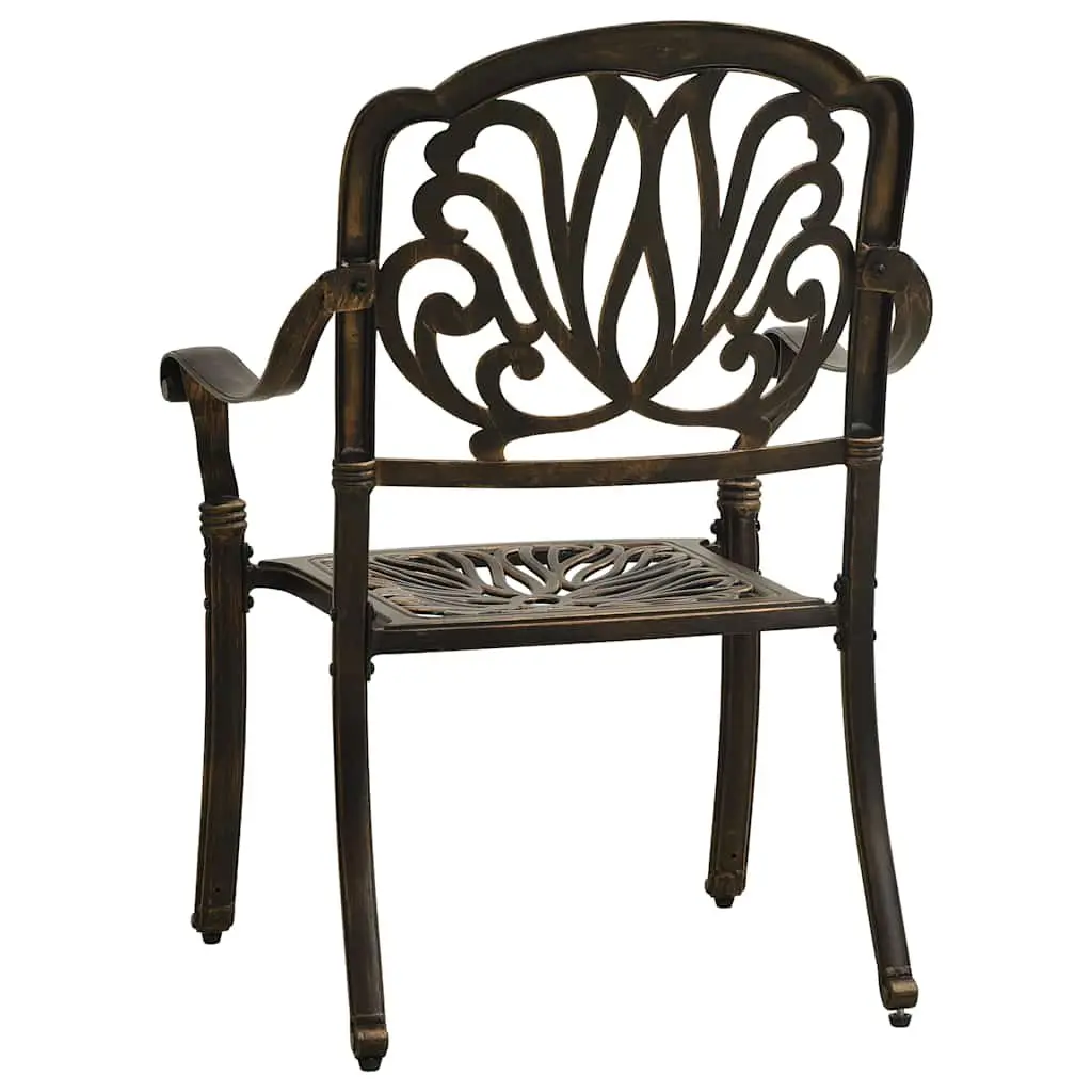 Outdoor Garden Chairs Brown Cast Aluminium 2 Piece Rust Resistant Weather Resistant
