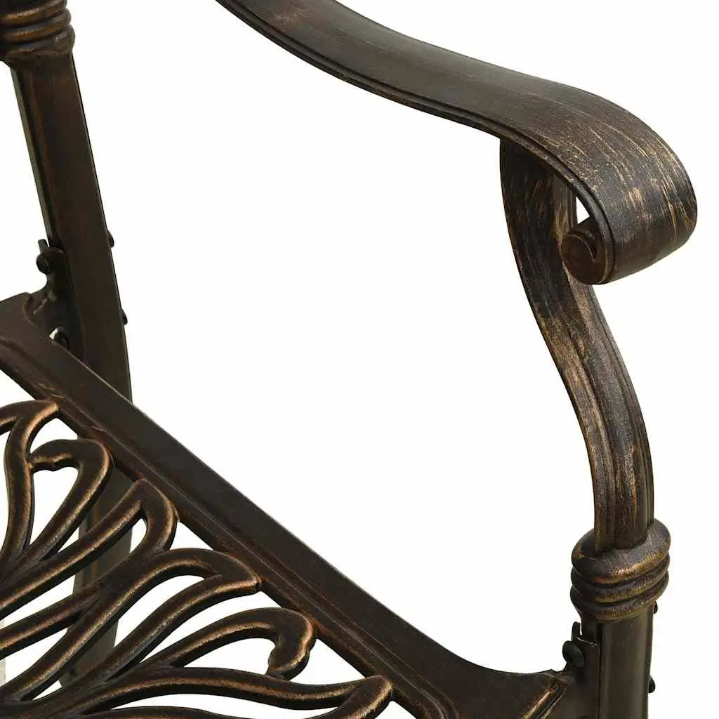 Outdoor Garden Chairs Brown Cast Aluminium 2 Piece Rust Resistant Weather Resistant