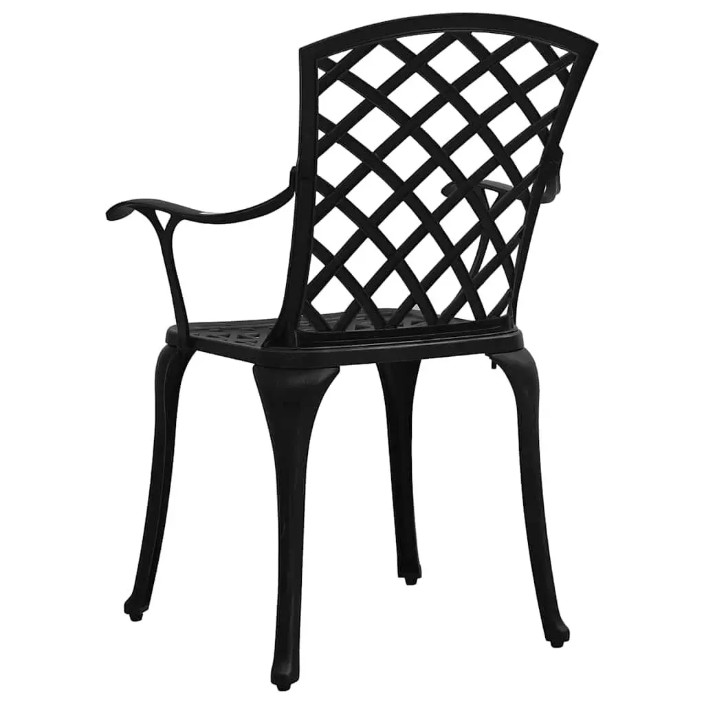 Garden Chairs Set of 4 Cast Aluminium Dining Outdoor Seating Black