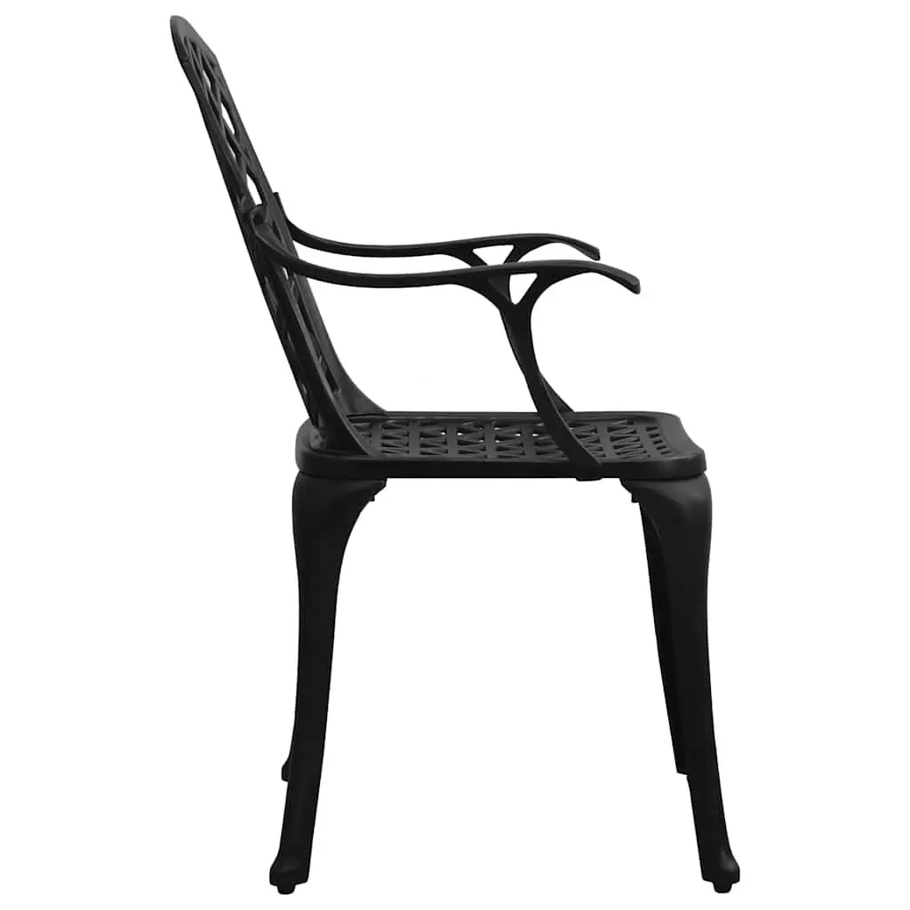 Garden Chairs Set of 4 Cast Aluminium Dining Outdoor Seating Black