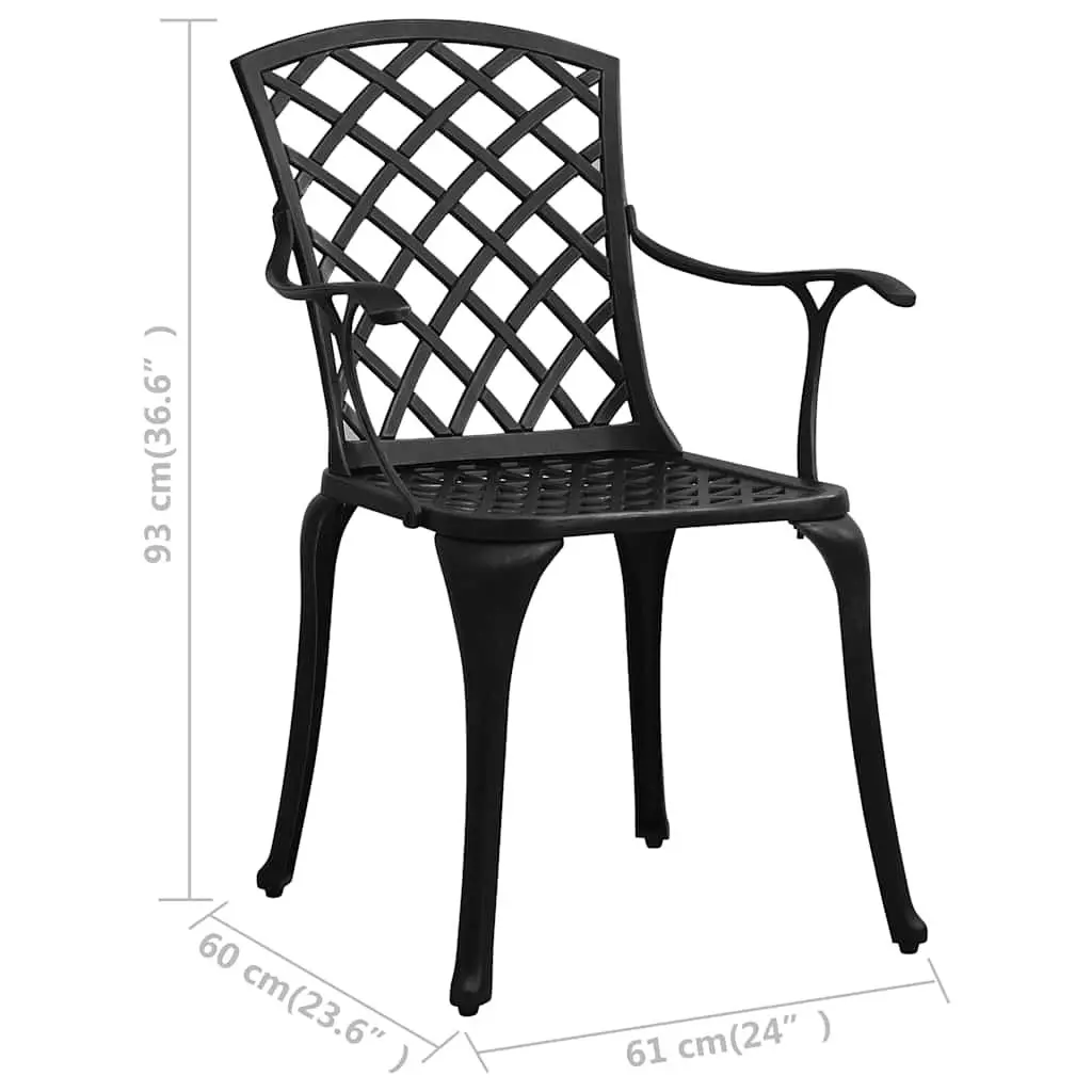 Garden Chairs Set of 4 Cast Aluminium Dining Outdoor Seating Black