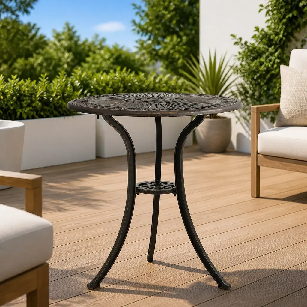 Garden Table in Brown Aluminium