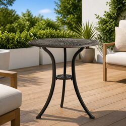 Garden Table Outdoor Patio Furniture Cast Aluminium Brown 62x62x65cm Tea Coffee